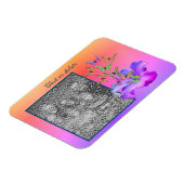 ハイビスカスと蝶があなたの写真を追加パーソナライズされた マグネット (左側)