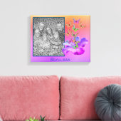 ハイビスカスと蝶が自分の写真を作成 キャンバスプリント (インサイチュ (リビング))