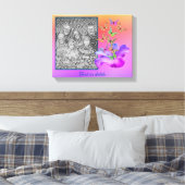 ハイビスカスと蝶が自分の写真を作成 キャンバスプリント (インサイチュ (寝室))