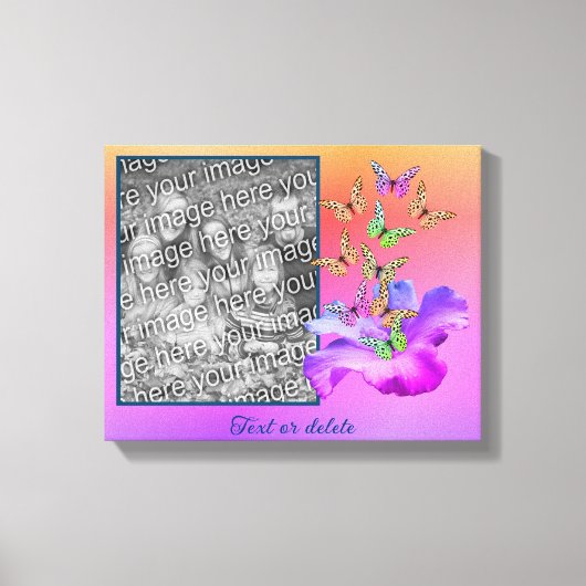 ハイビスカスと蝶が自分の写真を作成 キャンバスプリント (正面)