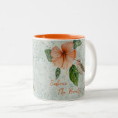 ハイビスカスと鳥が美しいフローラマグカップ ツートーンマグカップ (正面右)