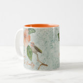 ハイビスカスと鳥が美しいフローラマグカップ ツートーンマグカップ (正面左)