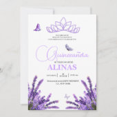 ハイビスカスと ライラックの フラワー クラウン  ティアラ & バタフライ  (Kīsu 15ne 招待状 (正面)