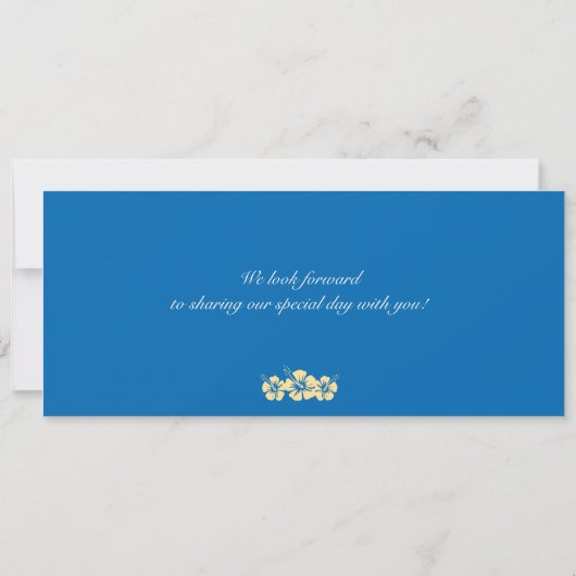 ハイビスカスによってはスペインの搭乗券の結婚式が開花します 招待状 (裏面)