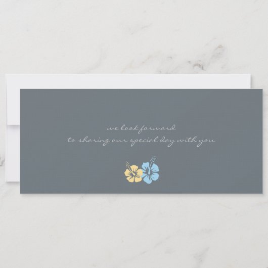 ハイビスカスによっては搭乗券の結婚式が開花します 招待状 (裏面)