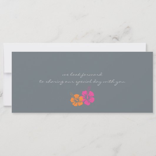 ハイビスカスによっては搭乗券の結婚式招待状が開花します 招待状 (裏面)