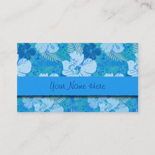 ハイビスカスによっては青いろうけつ染めが開花します 名刺 (正面)