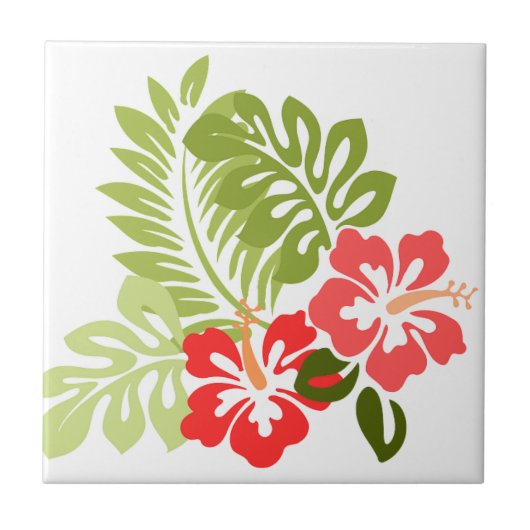 ハイビスカスによってはw/Greensが開花します; Style1: 右の表面仕上げ タイル (正面)