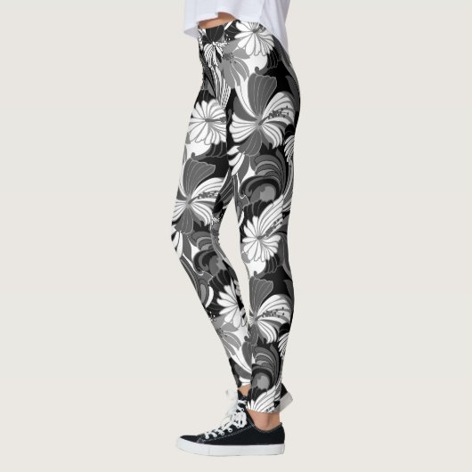 ハイビスカスのジャングルのハワイの熱帯花の黒 レギンス