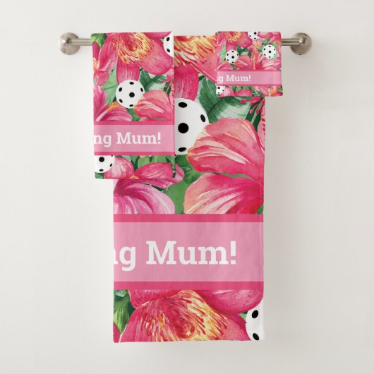 🌺🌴ハイビスカスのトロピカルピックボール、文字 バスタオルセット (インサイチュ)