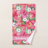 🌺🌴ハイビスカスのトロピカルピックボール、文字 バスタオルセット (ハンドタオル)