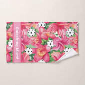 🌺🌴ハイビスカスのトロピカルピックボール、文字 バスタオルセット (ハンドタオル)