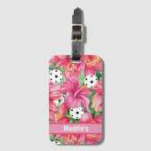 🌺🌴ハイビスカスのトロピカルピックボール、文字  ラゲッジタグ (正面縦)