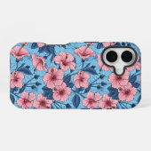 ハイビスカスのトロピカル フラワー柄 iPhone 16ケース (裏面横)