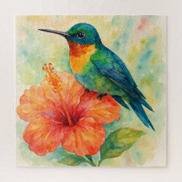 ハイビスカスのハミングバード ジグソーパズル