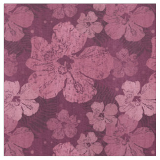 ハイビスカスのピンクの花のろうけつ染め ファブリック