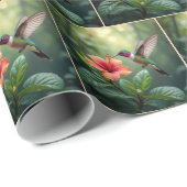 ハイビスカスの上を漂うハミングバード ラッピングペーパー (ロールコーナー)