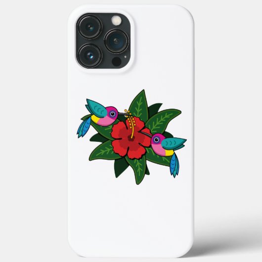 ハイビスカスの可愛いハミングバード花漫画 – W Case-Mate iPhoneケース (裏面)