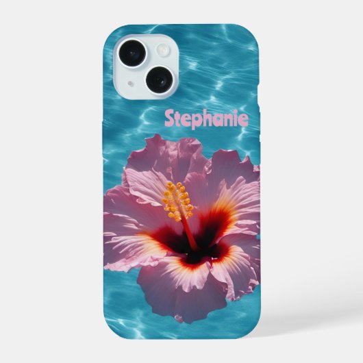 ハイビスカスの夏 iPhone 15ケース (裏面)