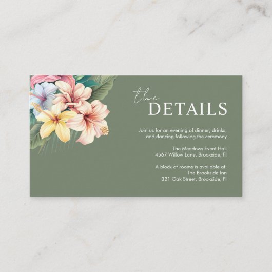 ハイビスカスの宛先ウェディングエンクロージャカード エンクロージャーカード (正面)