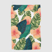 ハイビスカスの熱帯エキゾチックな白 ゴルフタオル (正面)