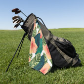 ハイビスカスの熱帯エキゾチックな白 ゴルフタオル (グリーン)