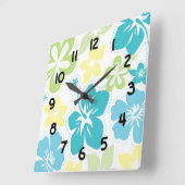 ハイビスカスの熱帯ハワイの花の花柄の装飾 スクエア壁時計 (傾斜)
