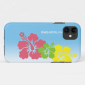 ハイビスカスの熱帯花の花のトリオのハワイアン Case-Mate iPhoneケース (裏面(横))