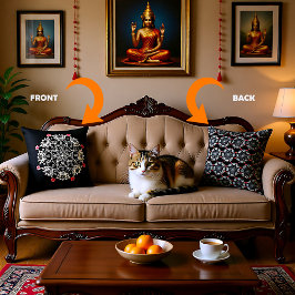 ハイビスカスの白いランゴリ クッション