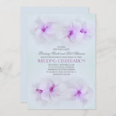 ハイビスカスの紫色ビーチ結婚式招待 招待状 (正面/裏面)