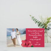 ハイビスカスの結婚式の写真付き予算サンクスカード サンキューカード (スタンド正面)