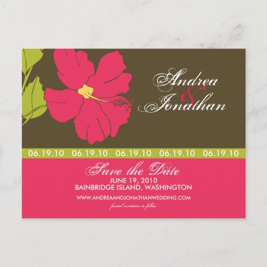 ハイビスカスの花が日付を保存 案内ポストカード (正面)