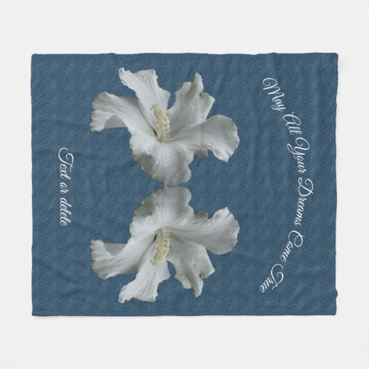 ハイビスカスの花が真来の夢を見る感動的 フリースブランケット (正面(横))
