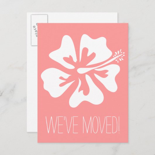 ハイビスカスの花でポストカードを移動 案内ポストカード (正面/裏面)