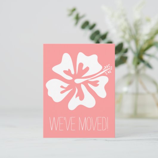 ハイビスカスの花でポストカードを移動 案内ポストカード (スタンド正面)