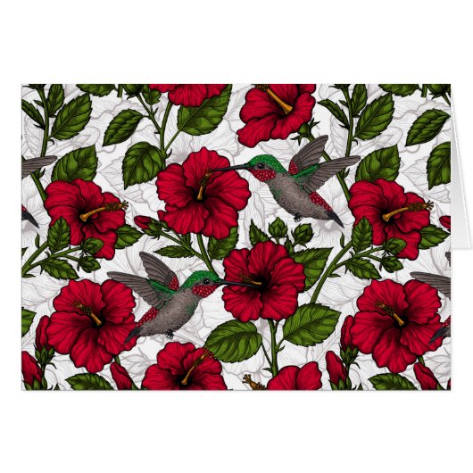 ハイビスカスの花とハミングバード (正面横)