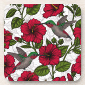 ハイビスカスの花とハミングバード コースター (正面)