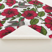 ハイビスカスの花とハミングバード シェルパブランケット (3/4)