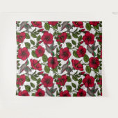 ハイビスカスの花とハミングバード タペストリー (正面(横))