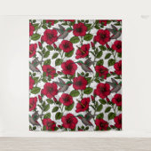 ハイビスカスの花とハミングバード タペストリー (正面)