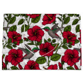 ハイビスカスの花とハミングバード ラージペーパーバッグ (正面)