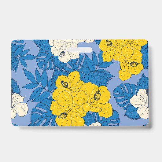 ハイビスカスの花と葉 バッジ (正面)