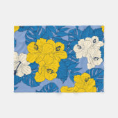 ハイビスカスの花と葉   フリースブランケット (正面(横))