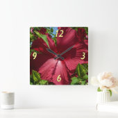 ハイビスカスの花と青空 スクエア壁時計 (ホーム)