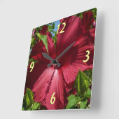 ハイビスカスの花と青空 スクエア壁時計 (傾斜)