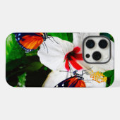 ハイビスカスの花と2タイガーの蝶 iPhoneケース (裏面横)