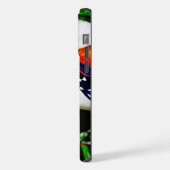 ハイビスカスの花と2タイガーの蝶 iPhoneケース (左側面)