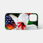 ハイビスカスの花と2タイガーの蝶 iPhoneケース (裏面横)