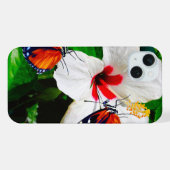 ハイビスカスの花と2タイガーの蝶 iPhoneケース (裏面横)