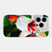 ハイビスカスの花と2タイガーの蝶 iPhoneケース (裏面横)